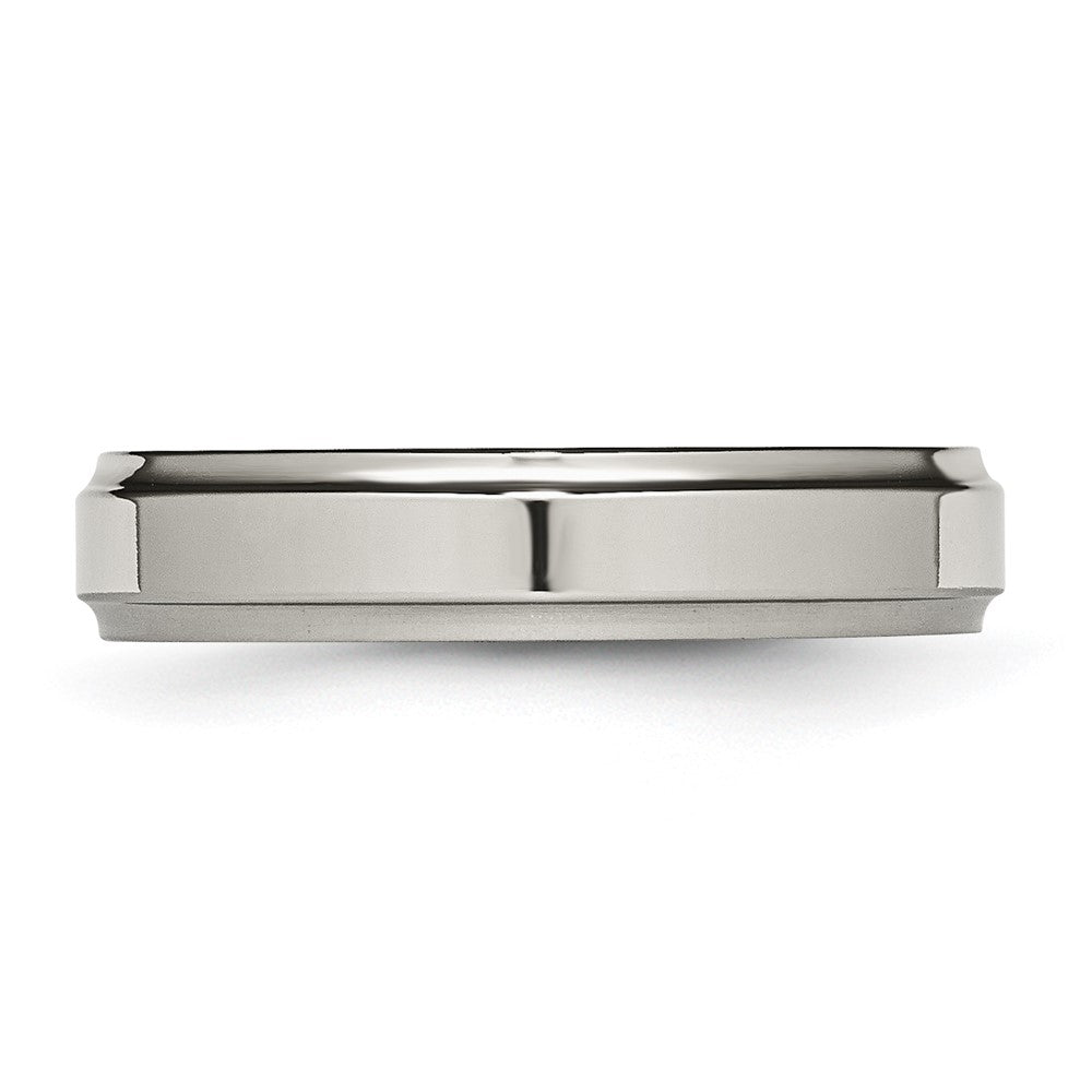 Titanium Polished 5mm Ridged Edge Band Size - 5