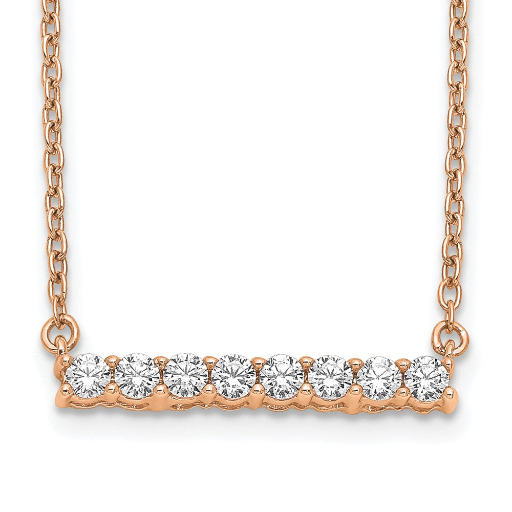 14k Rose Gold 1/3 carat Lab Grown Diamond VS/SI+ G+ 18 inch Bar Necklace
