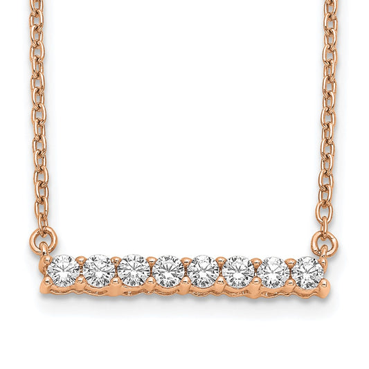 14k Rose Gold 1/3 carat Lab Grown Diamond VS/SI+ G+ 18 inch Bar Necklace