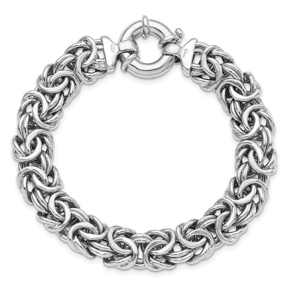 Sterling Silver RH-plated Fancy Link Bracelet 7.5  inches