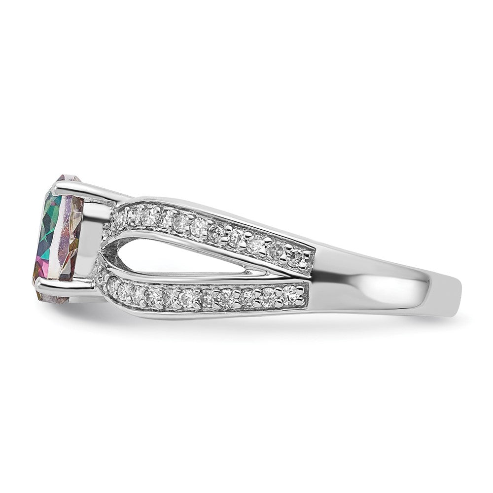 Sterling Silver Polished Mystic Fire Topaz and White Topaz Heart Ring