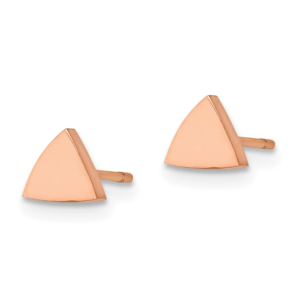 Stainless Steel Polished Rose IP-plated Triangle Post Earrings