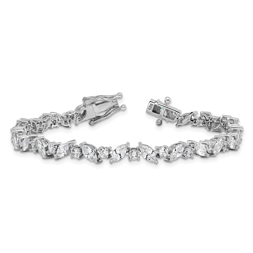 Cheryl M Sterling Silver Rhodium-plated Polished Fancy Marquise CZ Bracelet 7.25 inches