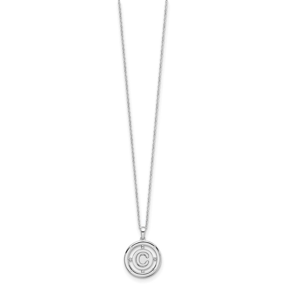 White Ice Sterling Silver Rhodium-plated 18 Inch Diamond Letter C Initial Necklace with 2 Inch Extender 18 Inches