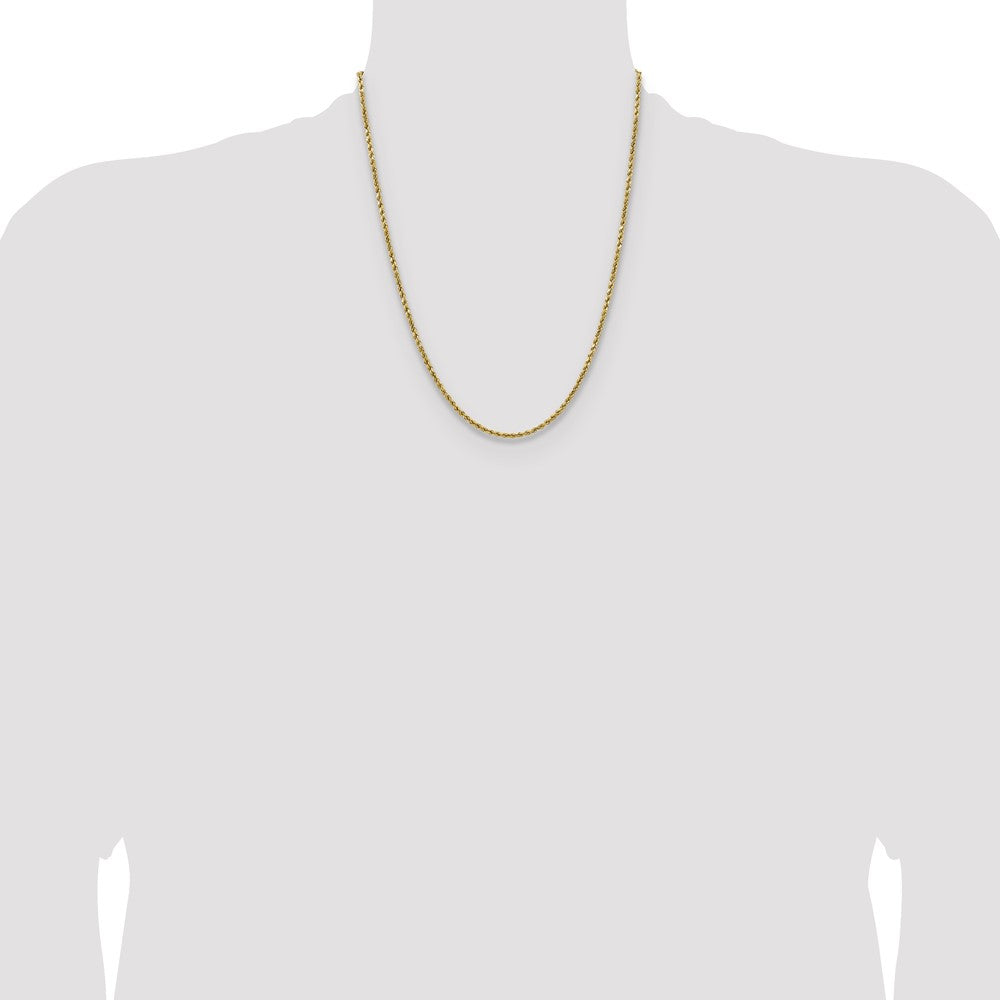 14K 22 inch 2.5mm Semi Solid Diamond-cut Rope with Lobster Clasp Chain