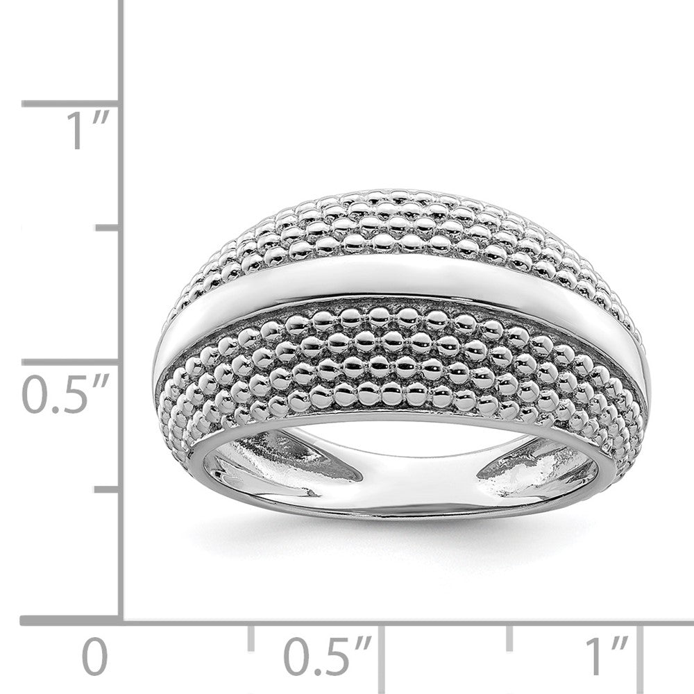 Sterling Silver Rhodium Plated Textured Ring