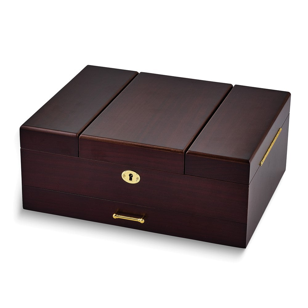 Luxury Giftware Walnut Veneer and Matte Finish Wooden Velour Lining Jewelry Box