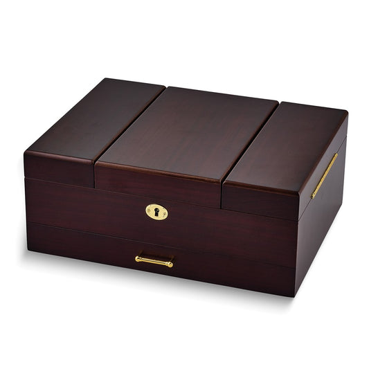 Luxury Giftware Walnut Veneer and Matte Finish Wooden Velour Lining Jewelry Box