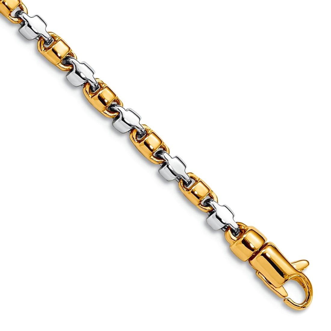 14K Two-tone 8 inch 2.6mm Hand Polished Fancy Link with Lobster Clasp Bracelet