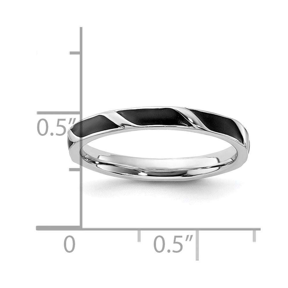 Sterling Silver Stackable Expressions Black Enameled Ring