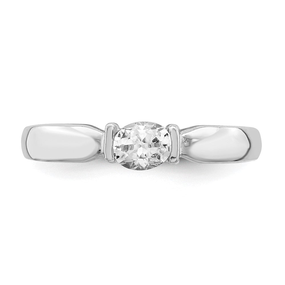 Sterling Silver Rhodium-plated Oval CZ Ring
