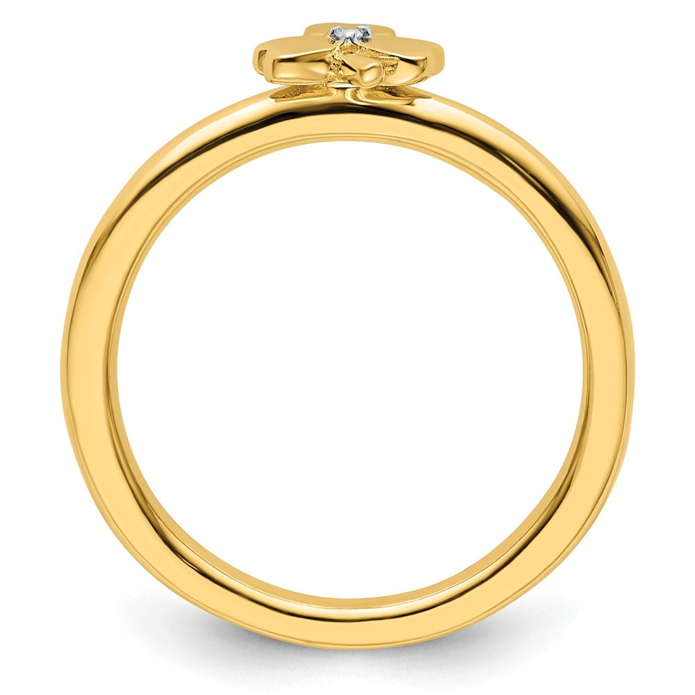 Sterling Silver Stackable Expressions Yellow-plated Dia. Clover Ring Size -10