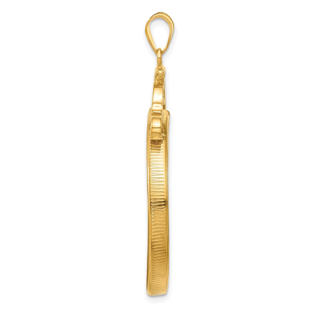 Wideband Distinguished Coin Jewelry 14k Polished French Scroll 32.0mm x 2.85mm Screw Top Coin Bezel Pendant