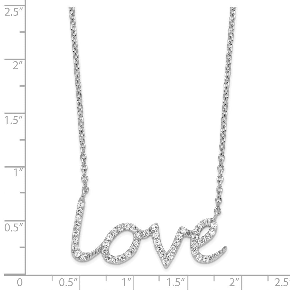 Cheryl M Sterling Silver Rhodium-plated Brilliant-cut CZ LOVE 18 Inch Necklace 18 Inches