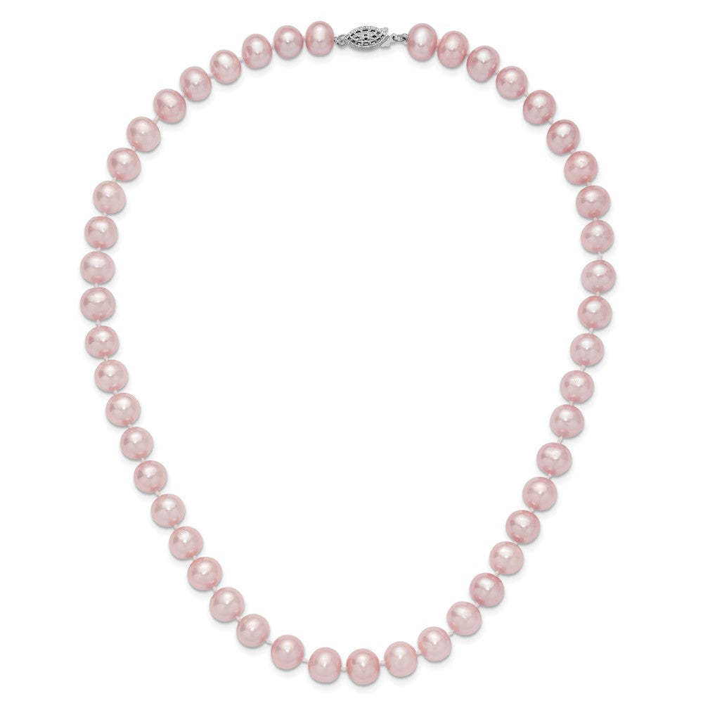 Sterling Silver Rhodium-plated 9-10mm Purple Near-Round Freshwater Cultured Pearl 18 inch Necklace 18 Inches