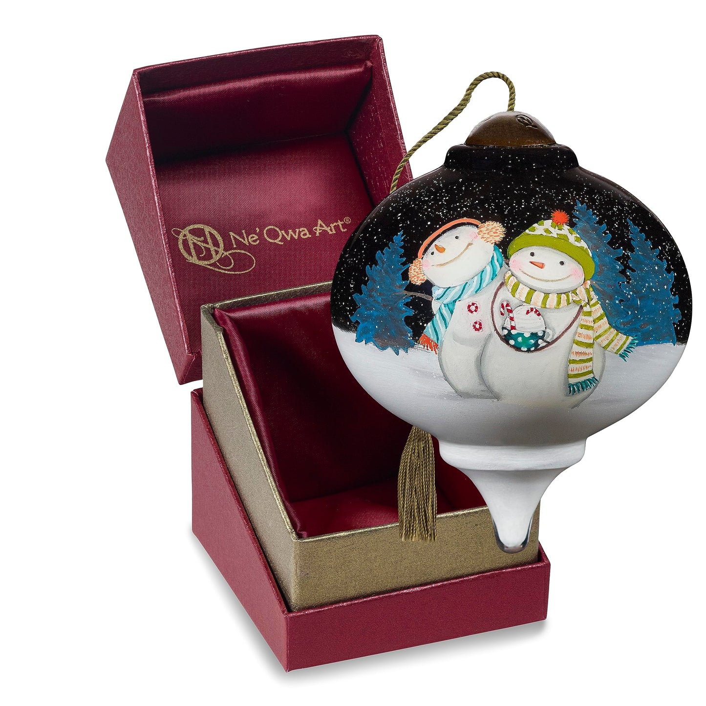 Neqwa Art Wishing You a Cozy Christmas by Sarah Summers Hand-painted Glass Ornament