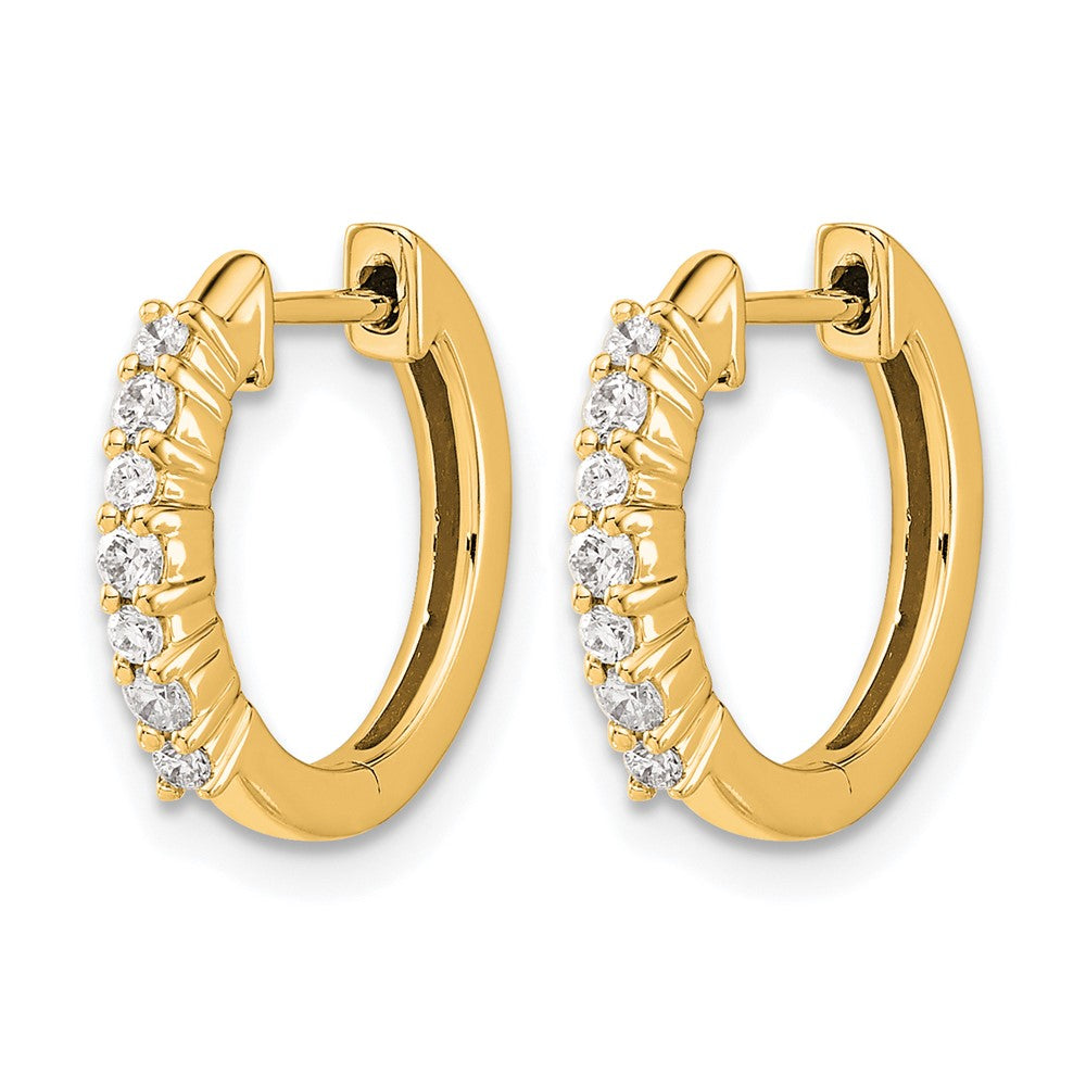 14K Gold 1/4 Carat Diamond Hinged Hoop Earrings