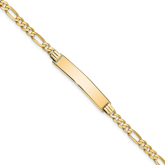 14k Flat Figaro Link ID Bracelet 8  inches