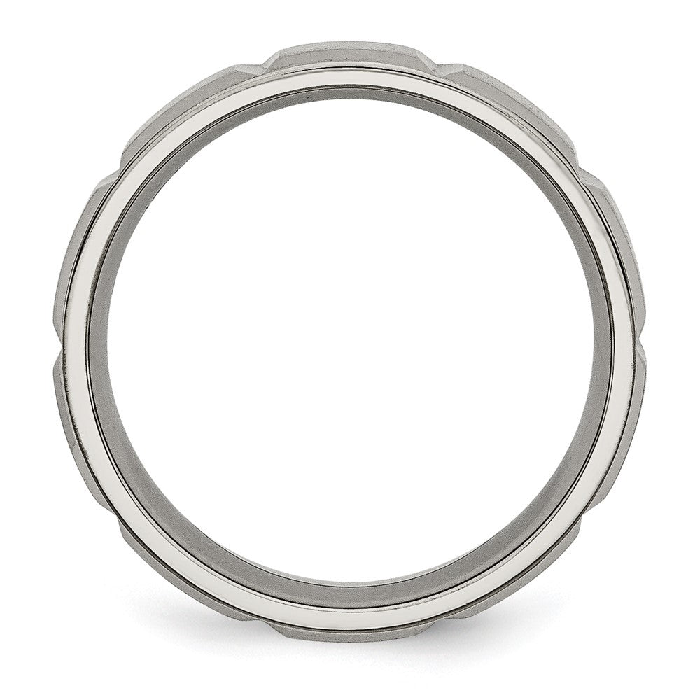 Titanium Satin and Polished 6mm Grooved Band Size - 8.5