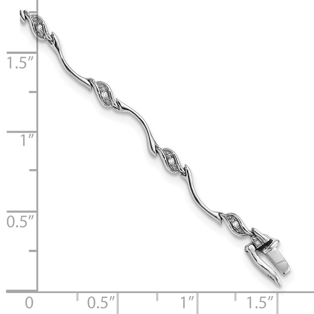 Sterling Silver Rhodium-plated Diam. Bracelet 7 inches