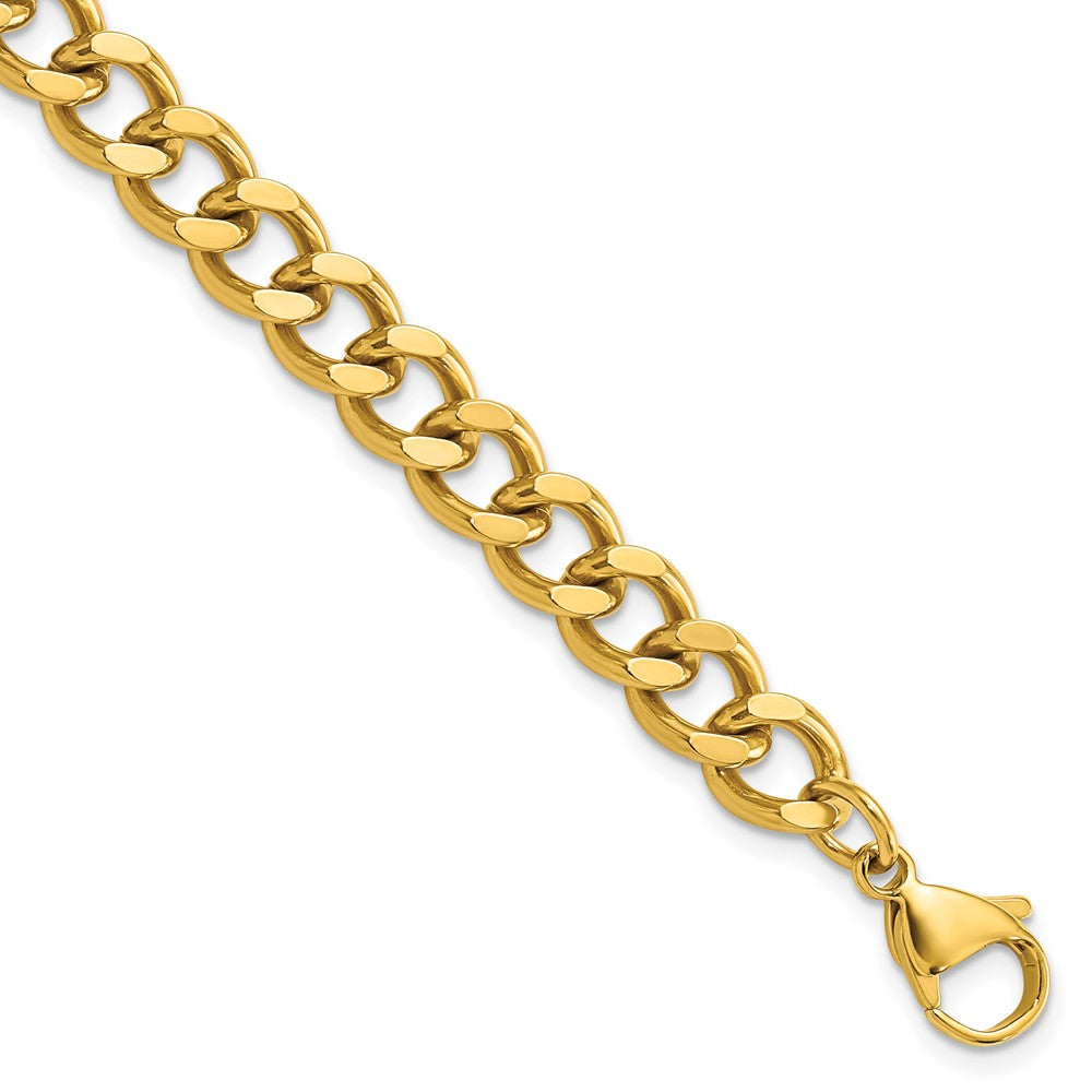 Stainless Steel Polished Yellow IP 8.5in Curb 8mm Chain Bracelet 8.5 inches