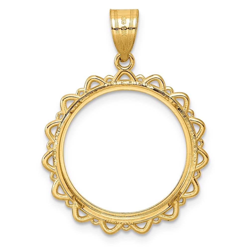 14k Polished Multi Arch with 18.0mm Prong Coin Bezel Pendant