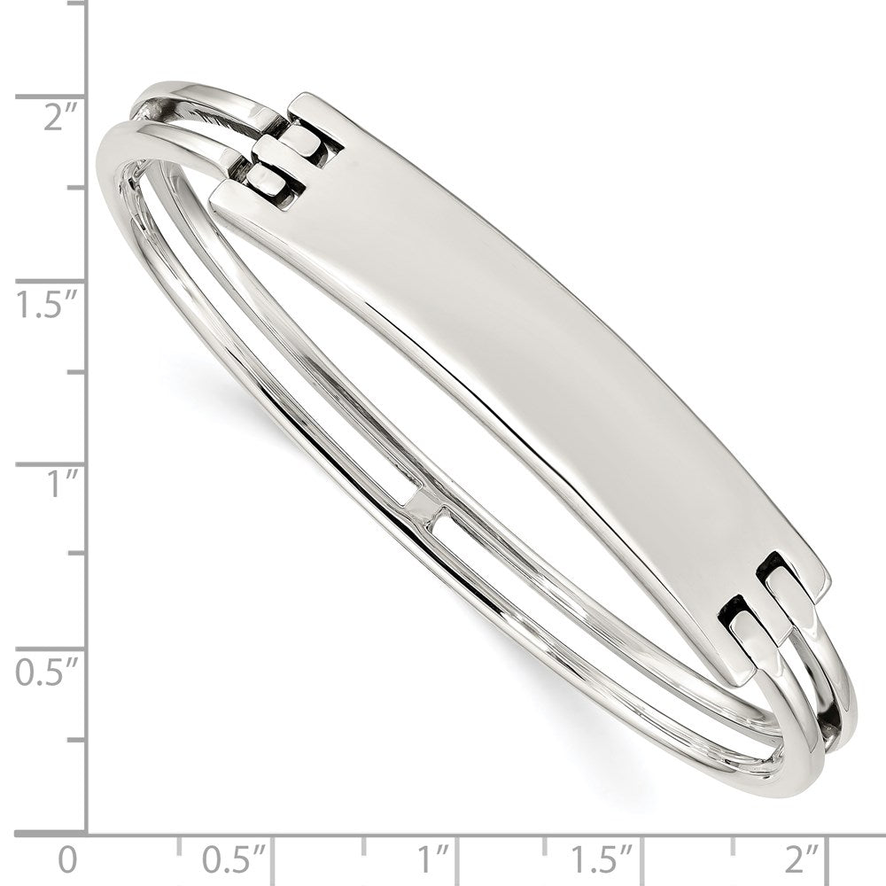Sterling Silver ID Hinged Bangle 7 inches