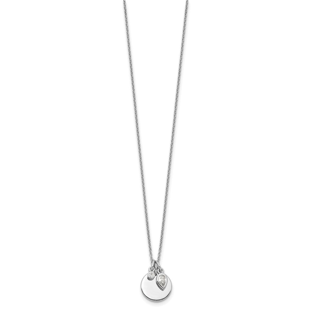 Sterling Silver Rhodium Plated w/1.75in ext. CZ Necklace 18 Inches