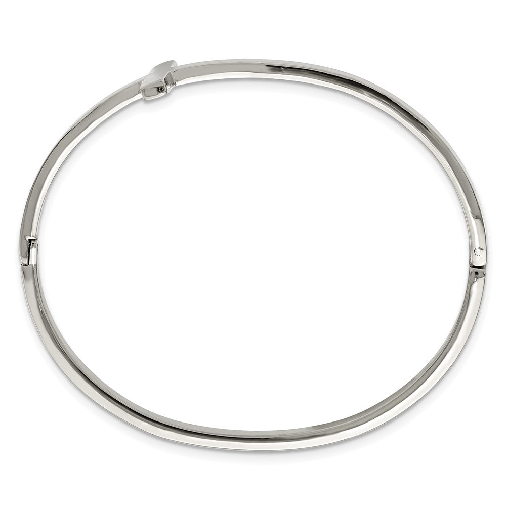 Stainless Steel Polished Cross Hinged Bangle 6.75 inches