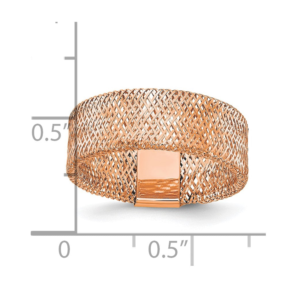 14k with Rose Gold Plating Polished/Textured Stretch Ring