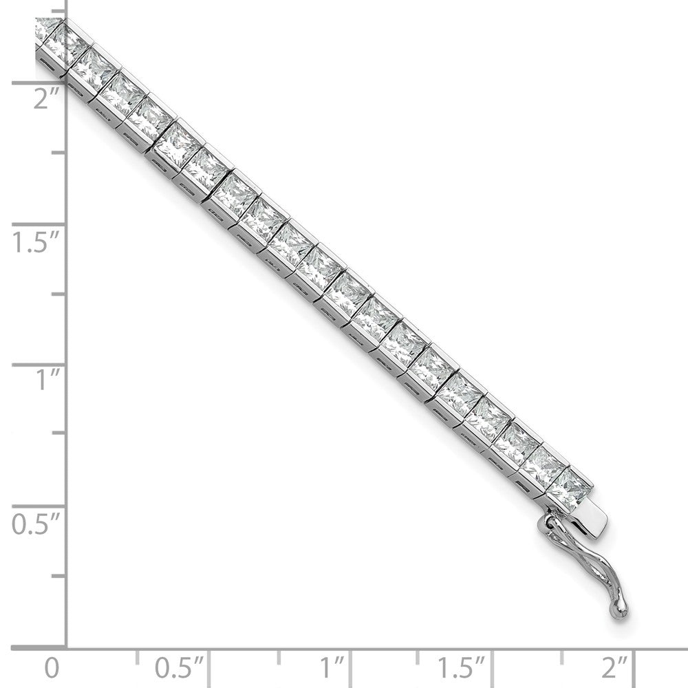 Sterling Shimmer Sterling Silver Rhodium-plated Square 3mm x 3mm CZ 53 Stone 7 inch Bracelet 7 inches