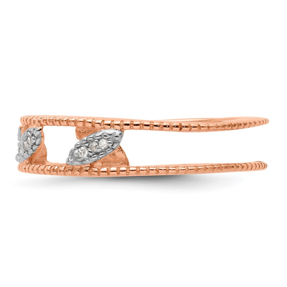 Sterling Silver Stackable Expressions Rose Gold-plated Diamond Jacket Ring Size -6