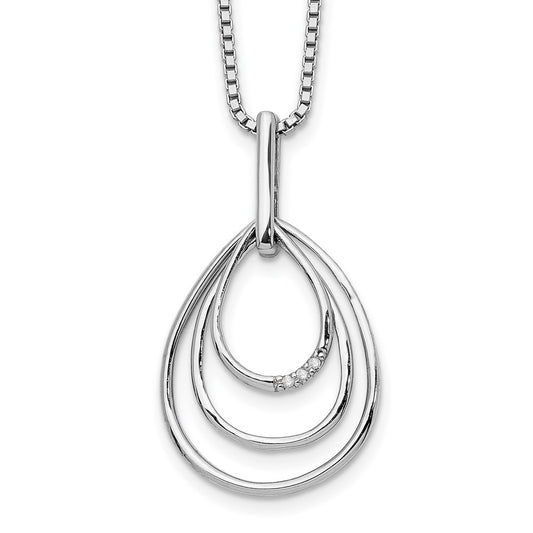 White Ice Sterling Silver Rhodium-plated 18 Inch Diamond Fancy Teardrop Necklace with 2 Inch Extender 18 Inches