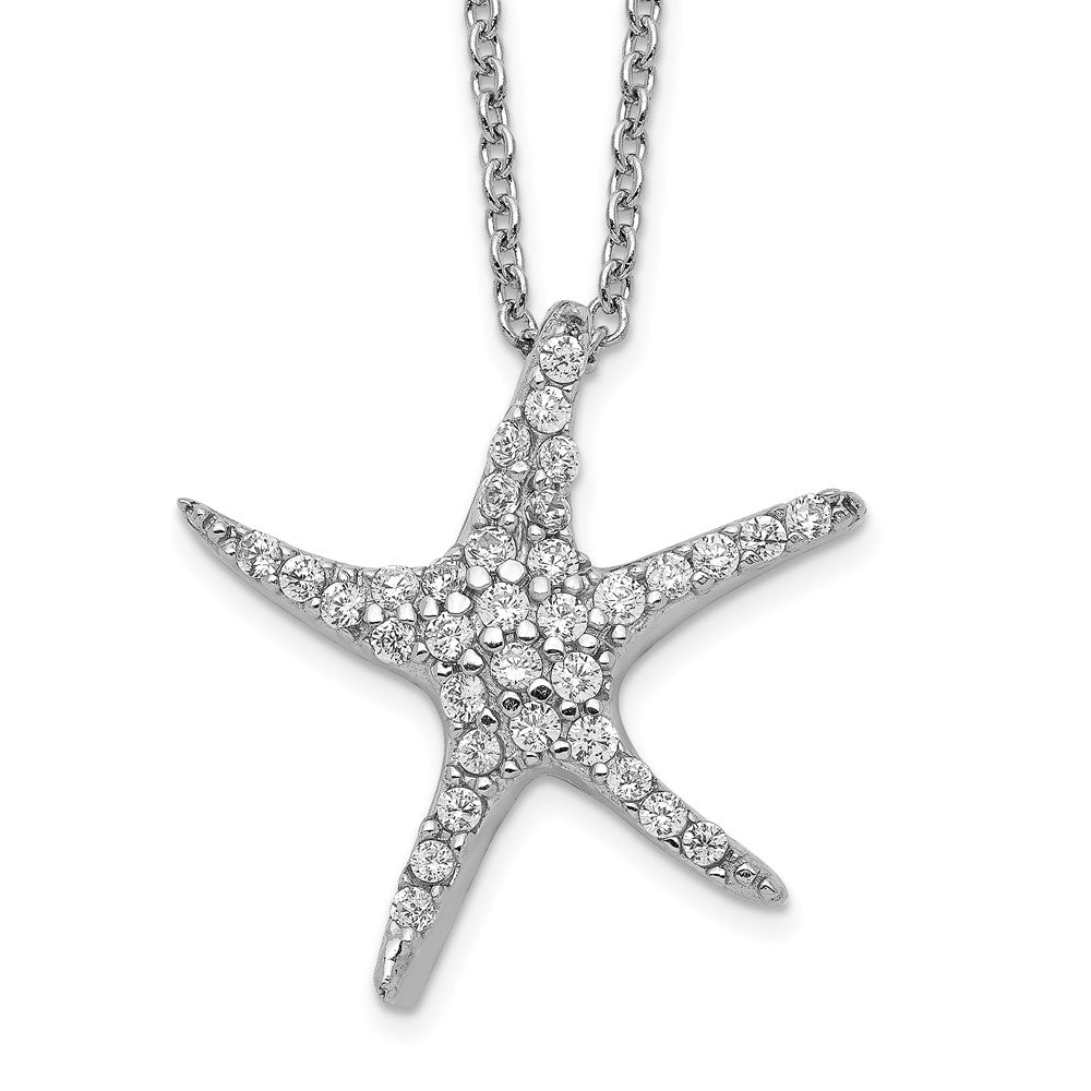 Cheryl M Sterling Silver Rhodium-plated Brilliant-cut CZ Starfish 18 Inch Necklace 18 Inches