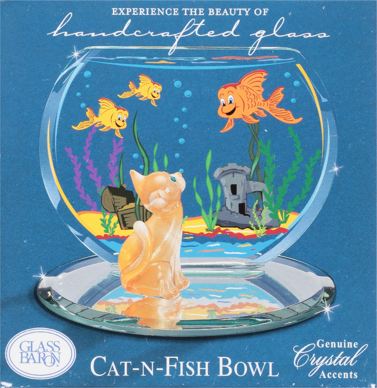 Glass Baron Cat-N-Fish Bowl Figurine