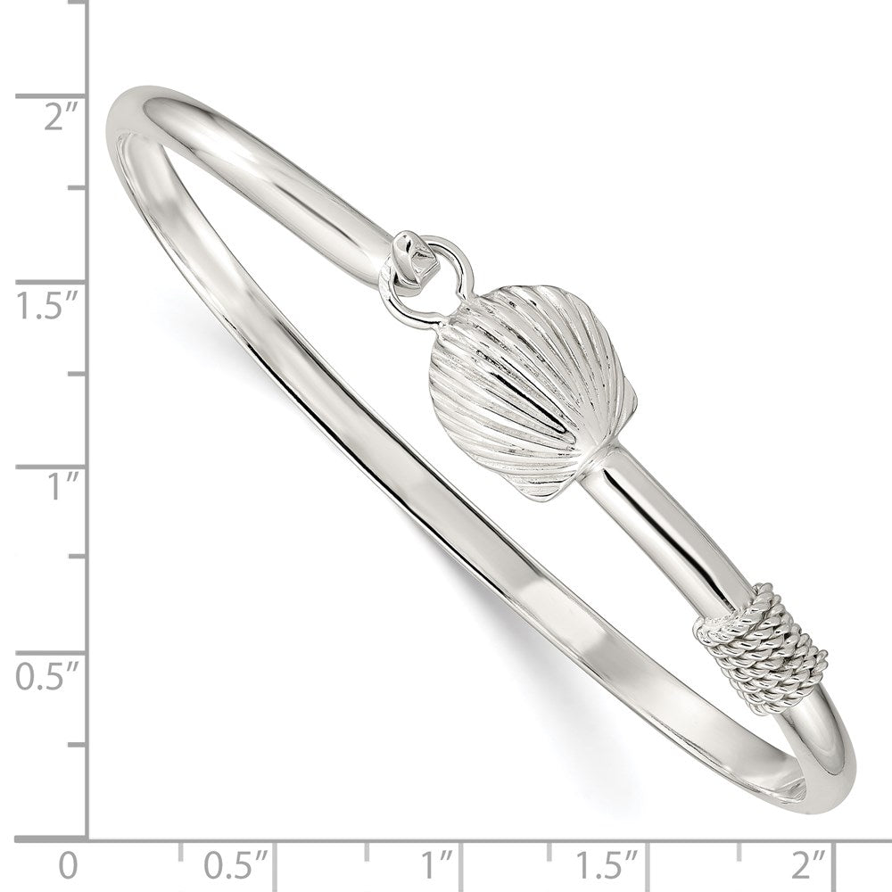 Sterling Silver Polished Shell Bangle 7.5 inches