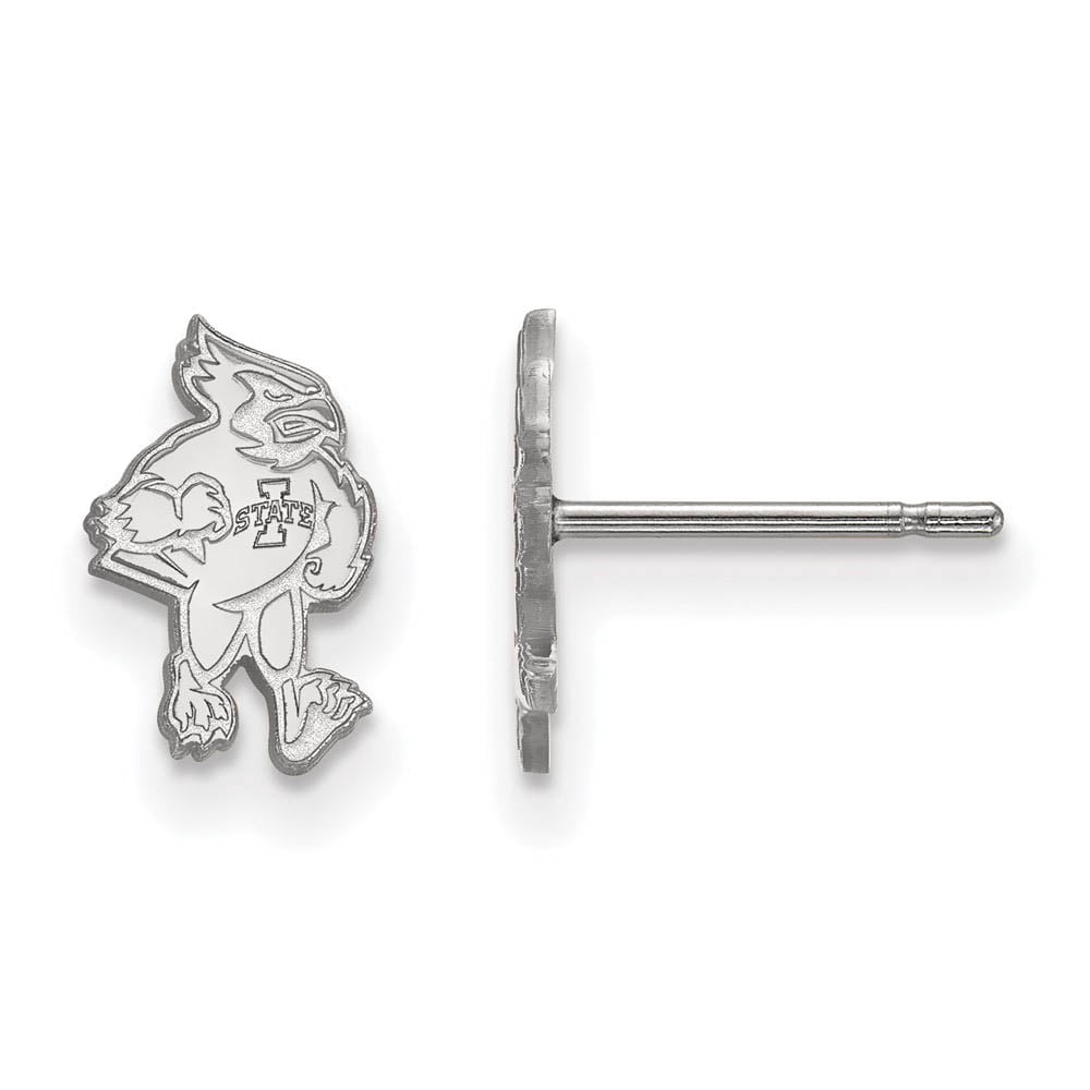 Sterling Silver Rhodium-plated LogoArt Iowa State University Cardinal Extra Small Post Earrings QSS021IAS