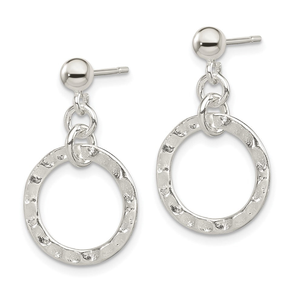 White Night Sterling Silver Rhodium-plated Polished Blue and White Diamond Post Earrings