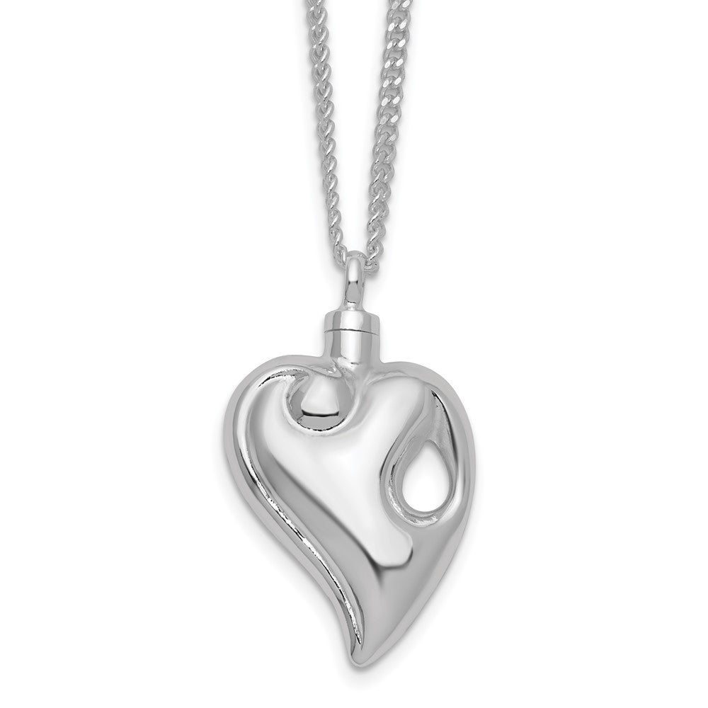 Silver-plated The Reunion Heart Memorial Ash Holder 24 inch Necklace with Poem