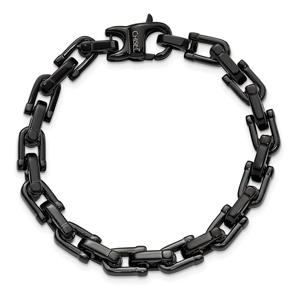 Stainless Steel Polished Black IP-plated 8.5in Fancy Link Bracelet 8.5 inches