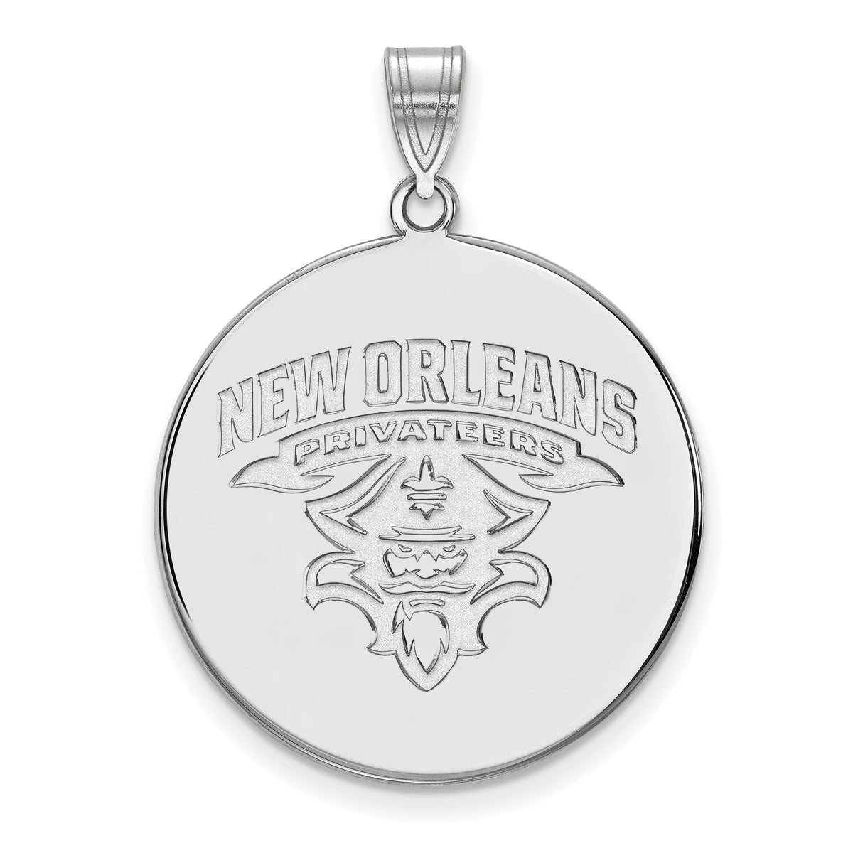 Sterling Silver LogoArt Official Licensed Collegiate University of New Orleans (UNO) XL Disc Pendant