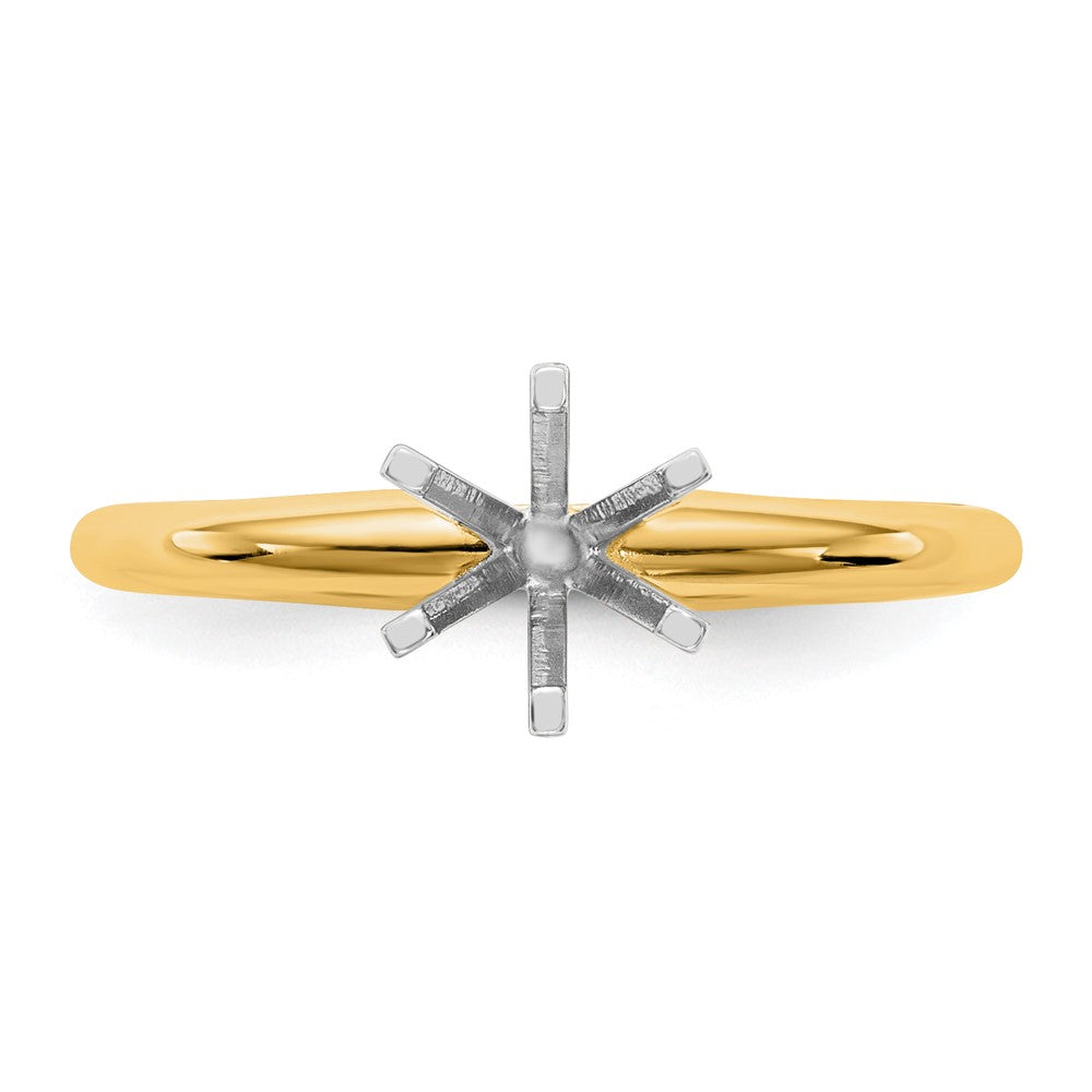 14k Two-Tone 1/4 carat Lightweight Half-Round 6-Prong Round Solitaire Ring Mounting