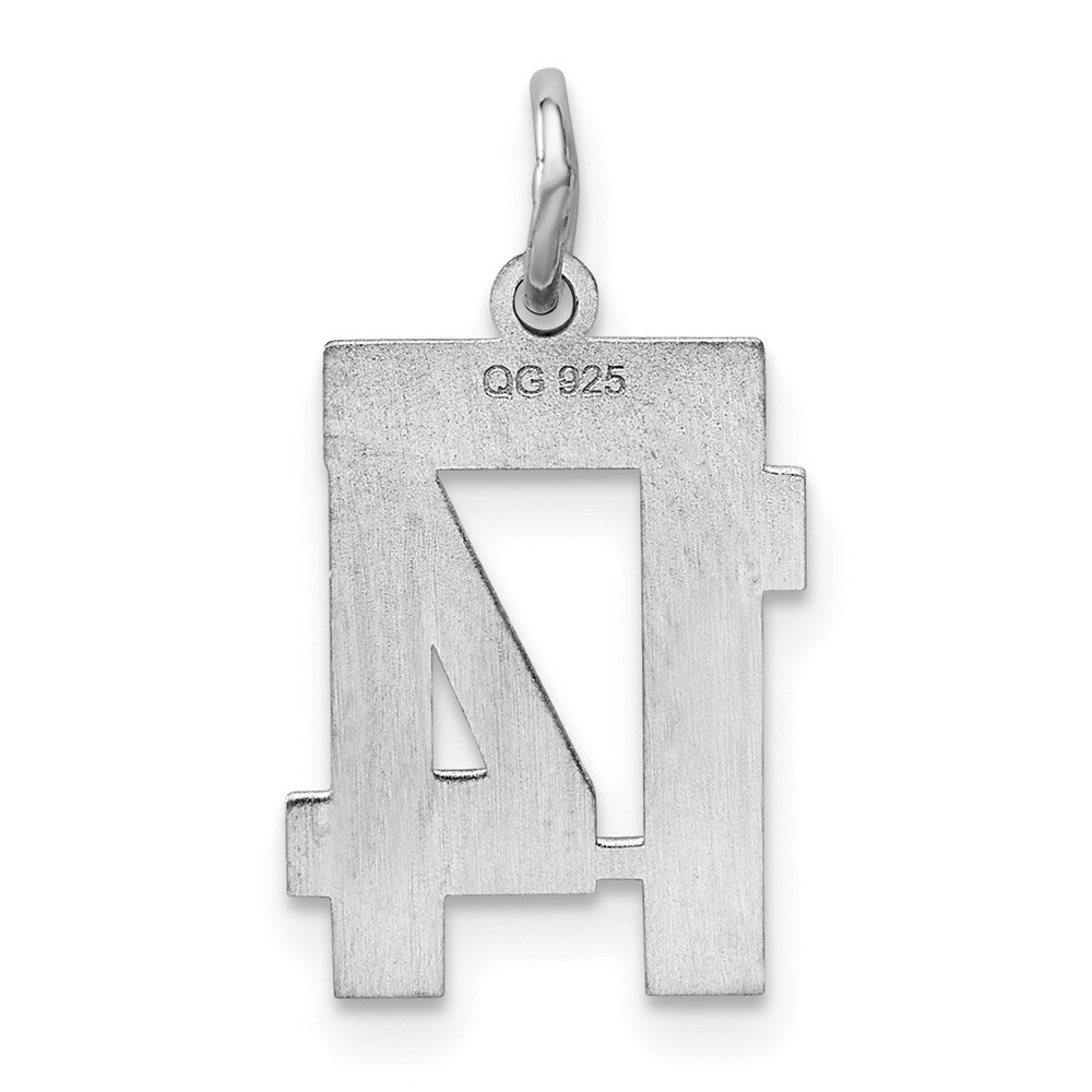 Sterling Silver/Rhodium-plated Polished Number 14 Charm
