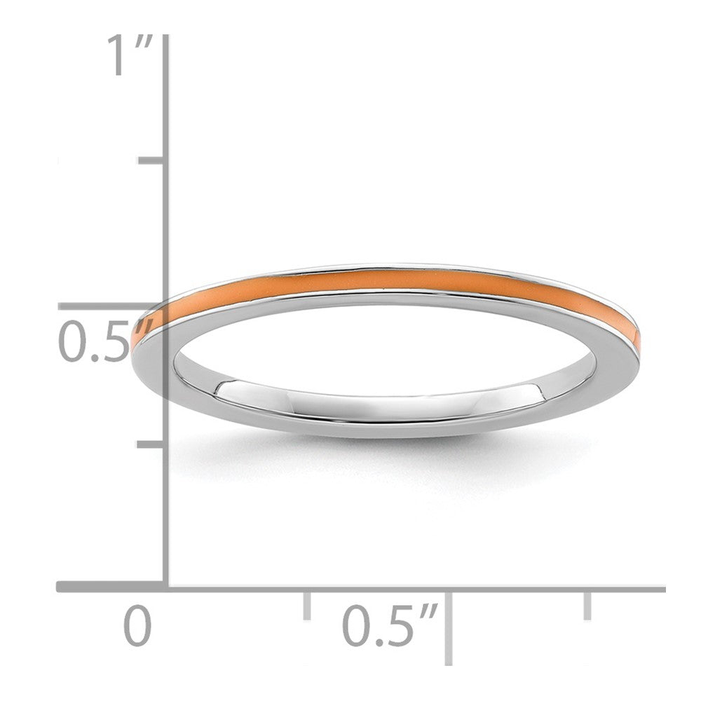 Sterling Silver Stackable Expressions Orange Enameled 1.5mm Ring Size -7