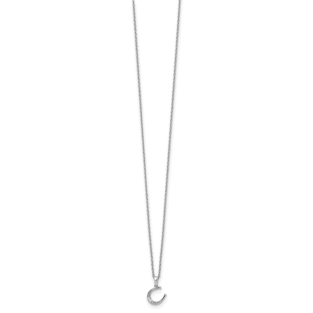 White Ice Sterling Silver Rhodium-plated 18 Inch Diamond Horseshoe Necklace with 2 Inch Extender 18 Inches