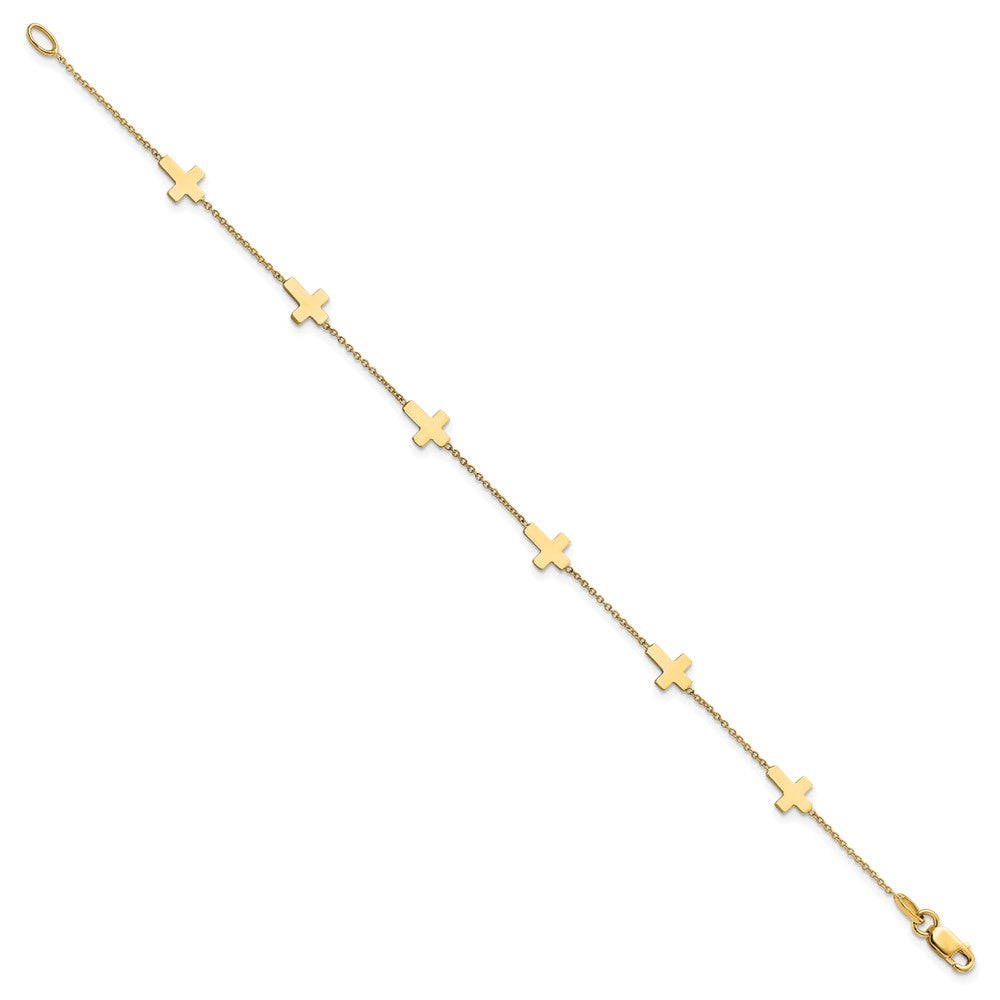 14k Polished Cross Bracelet 7.5  inches