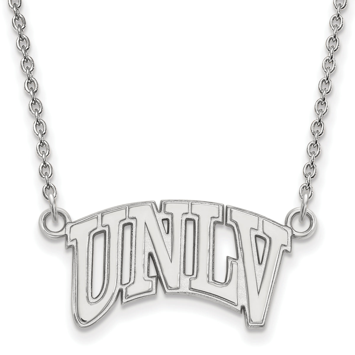 Sterling Silver Rhodium-plated LogoArt University of Nevada-Las Vegas U-N-L-V Small Pendant 18 inch Necklace QSS008UNL-18