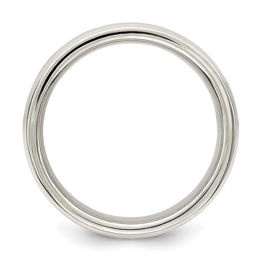 Sterling Silver 6mm Polished Flat Grooved Fancy Band Size 8
