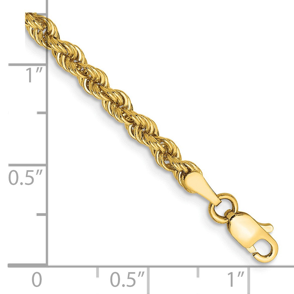 14K 9 inch 3mm Regular Rope with Lobster Clasp Chain
