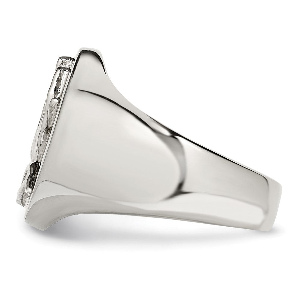 Stainless Steel Polished w/ Sterling Silver Praying Hands Ring Size - 10